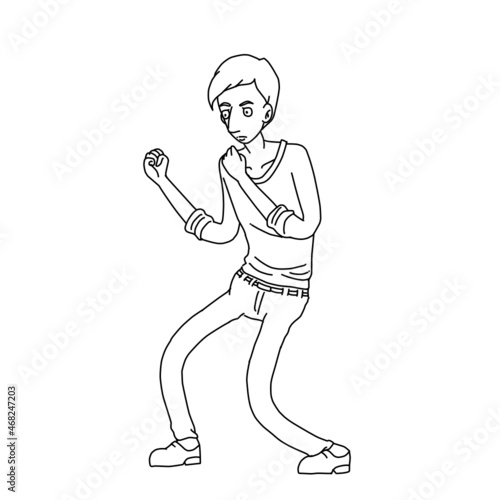 Hugo Man Fighting Stance Boxing Whiteboard Animation SVG Image