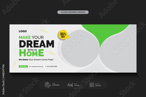 Real estate house property sale Facebook cover banner or web banner template
