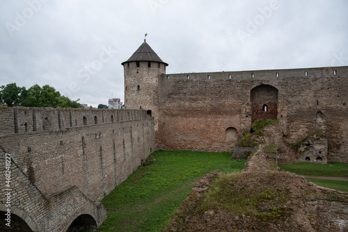 Gate tower of Ivangorod Fortress. The fortress was built in 1492. Ivangorod, Russia