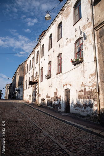 Fototapeta Naklejka Na Ścianę i Meble -  Old street in the center of the city of Vyborg. Russia