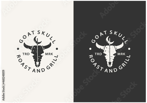 goat skull logo design premium vektor