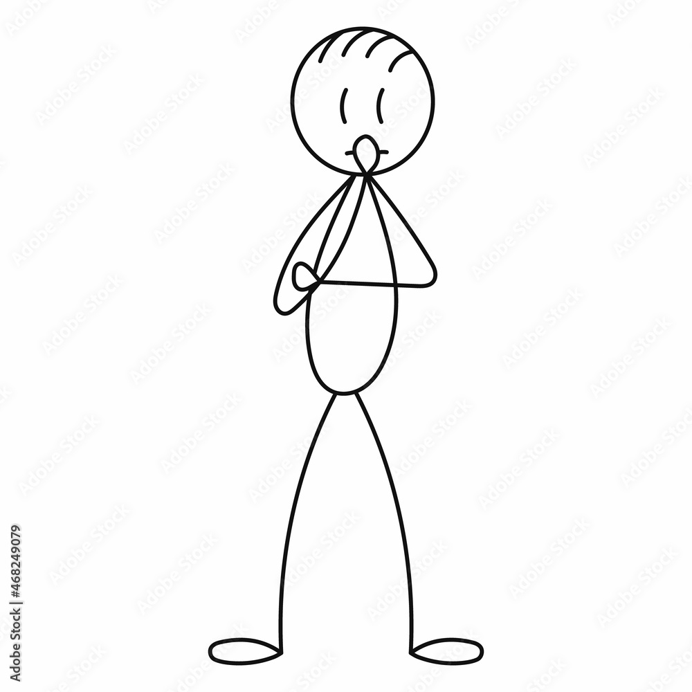 Obraz premium figurine man thinking doodle drawing, isolated