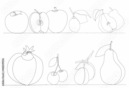 one continuous line drawing vegetables, vector, isolated