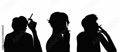 portrait of a man smoking silhouette, isolated, vector
