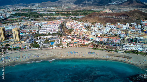 Cuadro en lienzo Vistas aérea de la playa de Las Vistas, Arona, Tenerife, Canarias