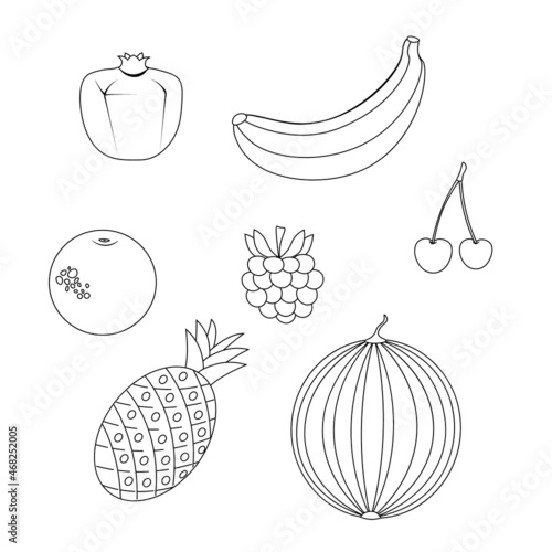 Set of fruit isolated on white background