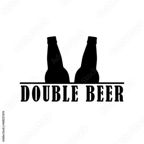 Double beer. Two beer bottles together. Editable isolated vector illustration, icon, logo and clipart on white background.