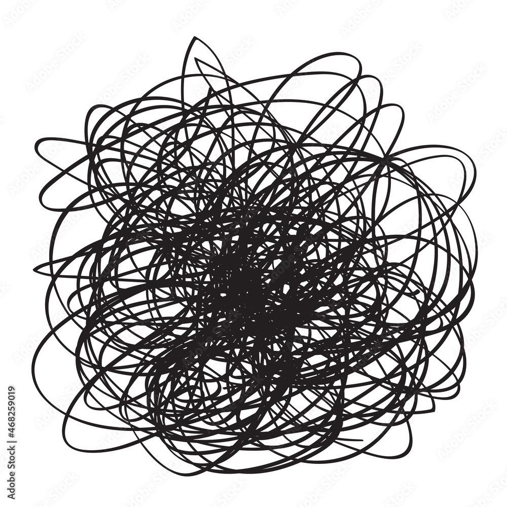 Chaos pattern. Scribble sketch. Background with array of lines. Tangled on white. Intricate chaotic texture. Art creation. Black and white illustration. Print for polygraphy, posters and t-shirts Chaos pattern. Scribble sketch. Background with array of lines. Tangled on white. Intricate chaotic texture. Art creation. Black and white illustration. Print for polygraphy, posters and t-shirts