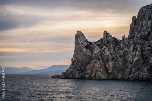Crimea, Novy Svet, mountain Karaul-Oba at sunset