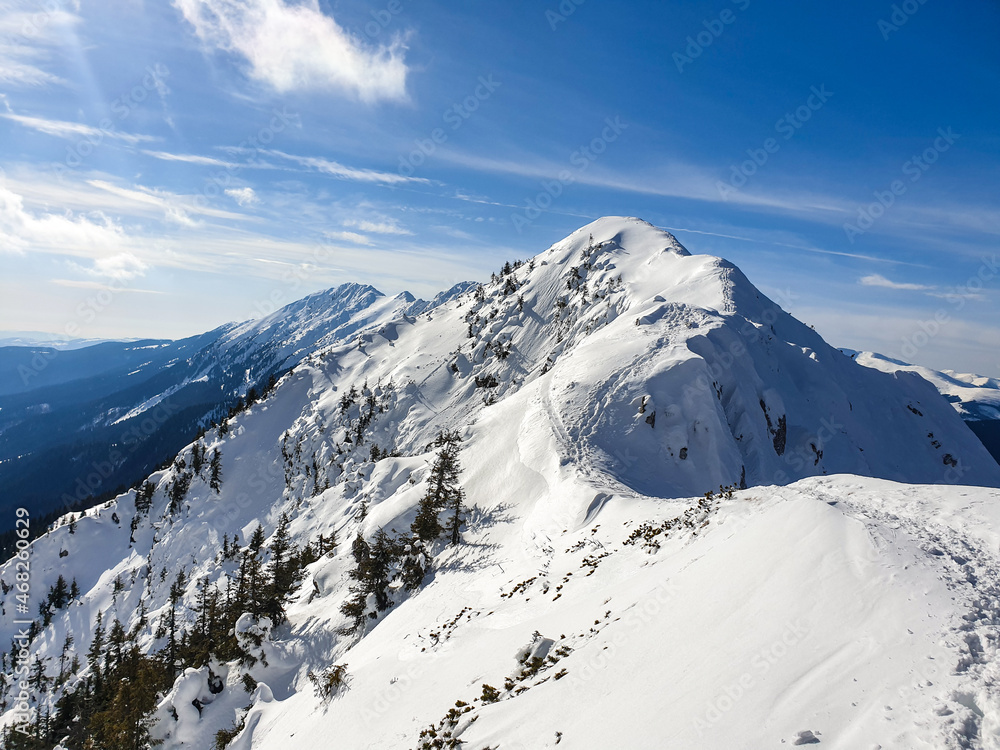 snow covered mountains,  northen ridge, Piatra Craiului Mountains, Romania 