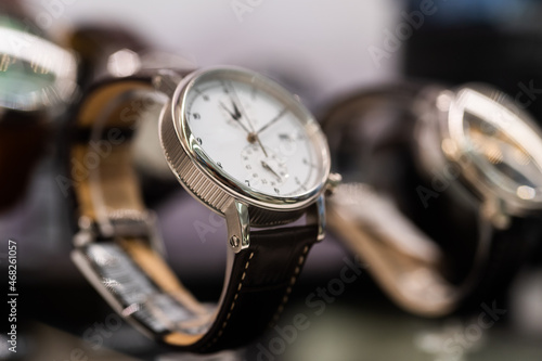 Luxury men`s watches at the store
