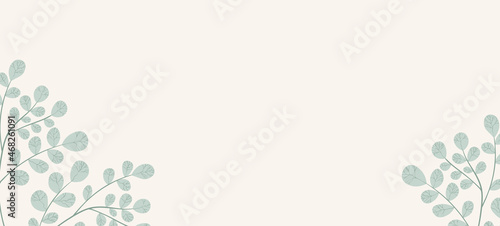 Floral web banner with drawn color exotic monstera leaves. Nature concept design. Modern floral compositions with summer branches. Vector illustration on the theme of ecology, natura, environment