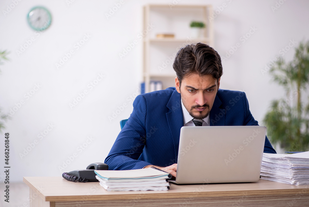 Young male employee working in the office Young male employee working in the office
