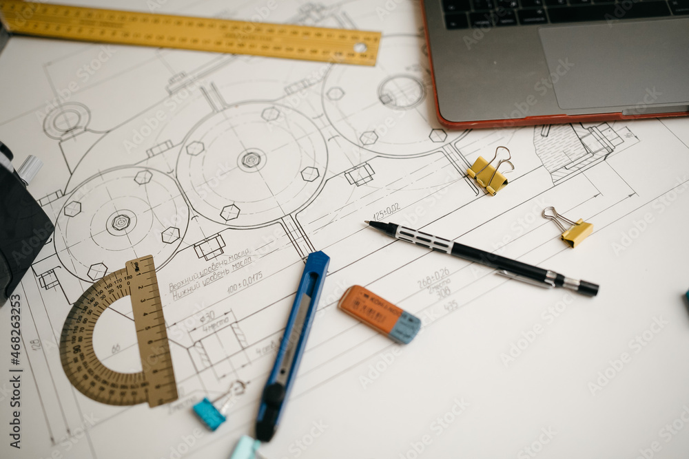 Engineering drawings, protractor, notebook, term paper or diploma project. Applied mechanics Engineering drawings, protractor, notebook, term paper or diploma project. Applied mechanics