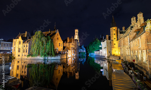 Scenic view of the historic centre of the city of Brugge in Flanders, Belgium