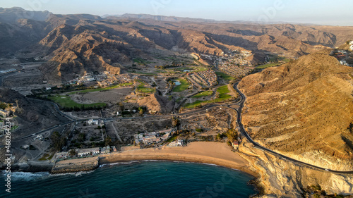 Vista aérea playa de Tauro y campo de golf de Anfi Tauro, Gran Canaria, Islas Canarias.