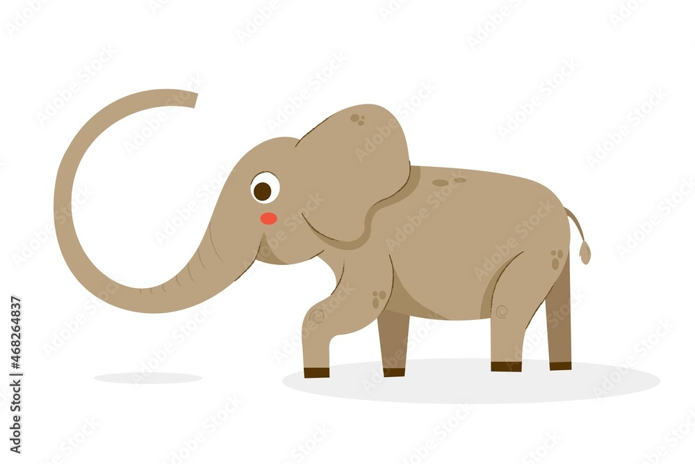 Fototapeta premium Cute elephant vector illustration isolated on white background for kids room poster, baby nursery and greeting card.