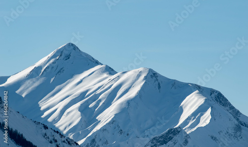 photograph of the Maurienne valley. Snowy mountain photography