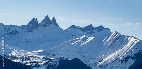 photograph of the Maurienne valley. Snowy mountain photography
