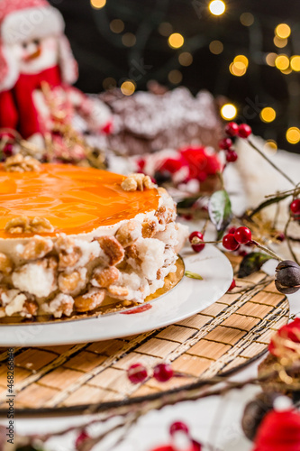Christmas Delicious Sweet Cookie Cake Xmas Tree Panetone Bread Santa Claus Caramel Macaron Chocolate Theme