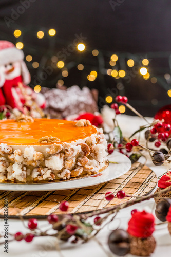 Christmas Delicious Sweet Cookie Cake Xmas Tree Panetone Bread Santa Claus Caramel Macaron Chocolate Theme