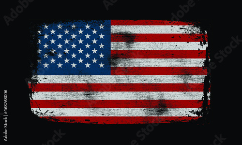 Flag of the USA, the United States of America. Vector illustration in grunge style with cracks and abrasions. Good image for print.