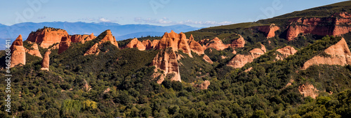 Panoramica de Las Médulas, collapsed mountains in the old Roman gold mine. El Bierzo