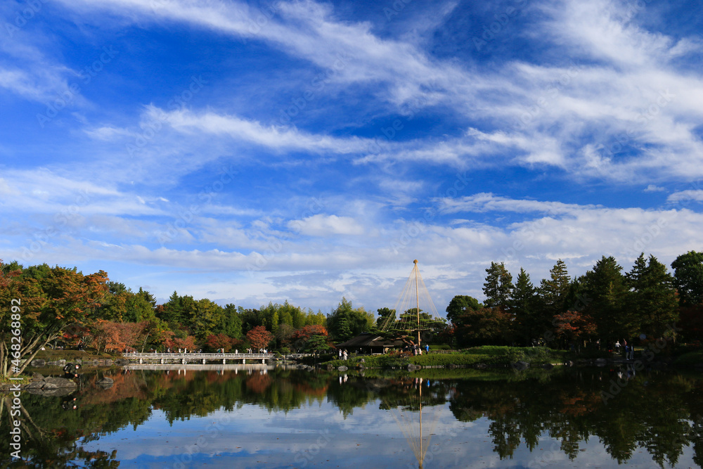 Obraz premium 昭和記念公園の秋 紅葉の日本庭園 立川市