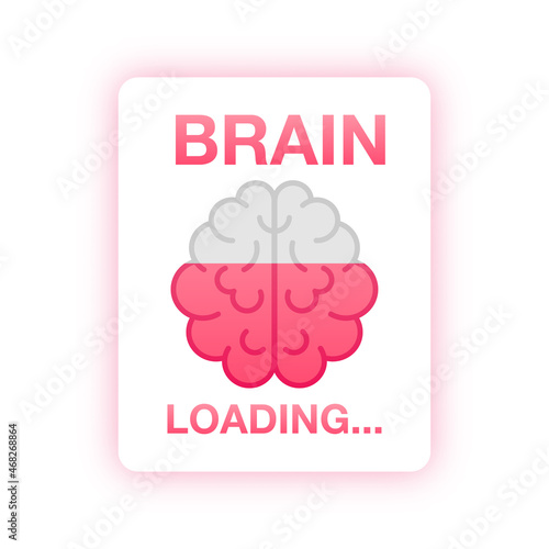 Idea loading concept with idea brain processed on a lightbulb bar. Vector stock illustration.