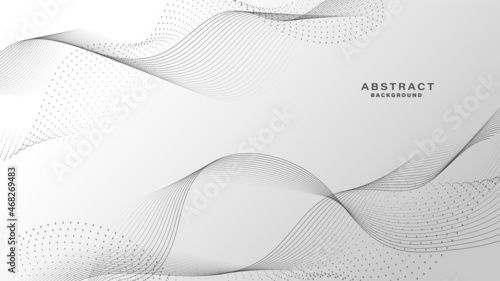 Gray and white abstract background with wavy lines. Digital future technology concept. vector illustration.
