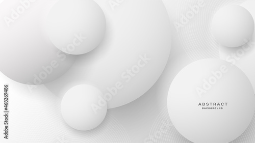 Modern white and grey background with 3D circle papercut layer 