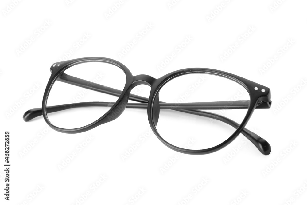Stylish male glasses on white background Stylish male glasses on white background