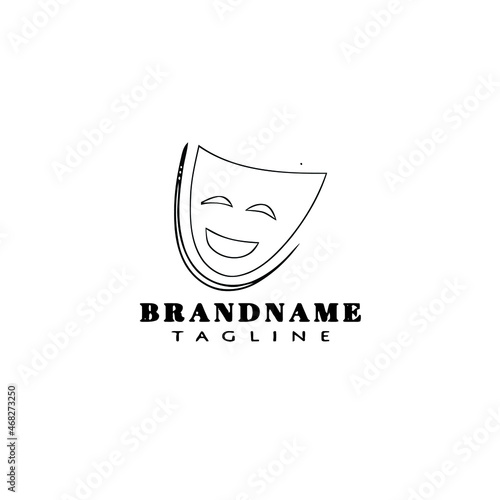 theater mask logo cartoon design icon black isolated vector illustration