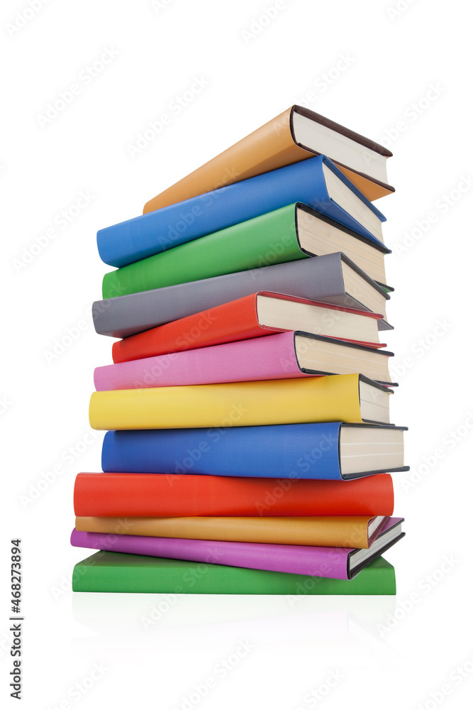 A stack of books with colorful spines.
A stack of books with colorful spines.