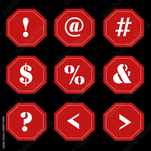 Punctuation Marks on Red Signs