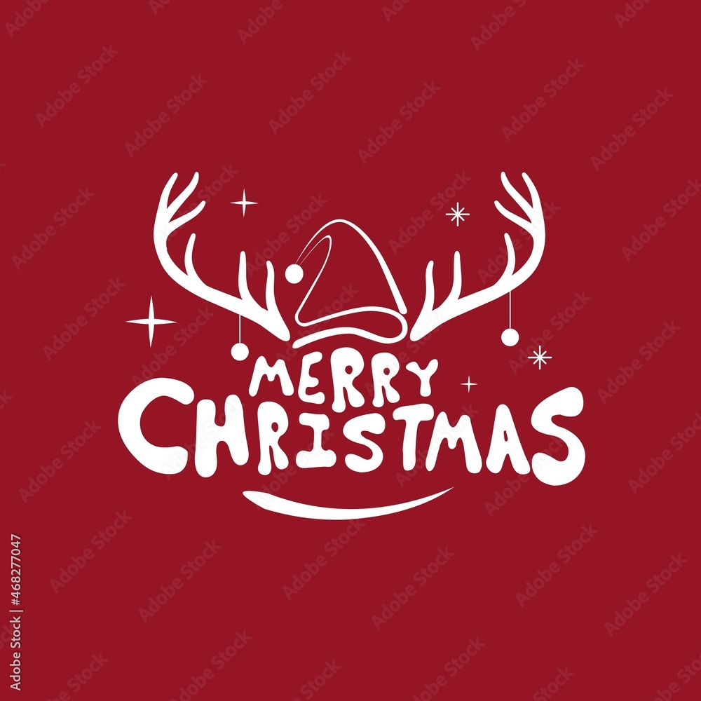 vector typography, merry christmas and new year, with landscape background, fir trees and snow, as a banner or christmas greeting card.