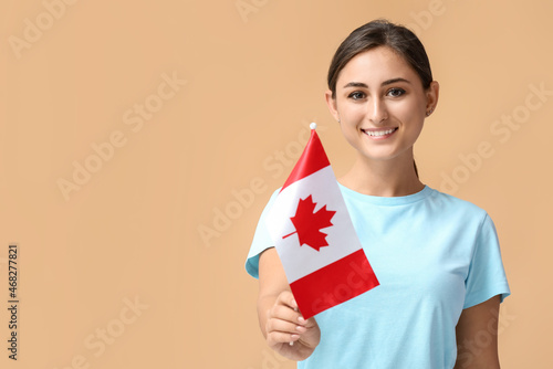 Young woman with national f...