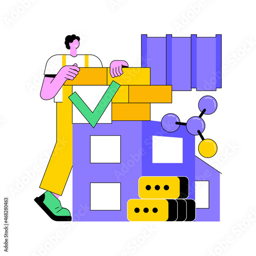Innovative construction materials abstract concept vector illustration. Construction technology innovation, hi-tech bulding resource, smart brick, nanotechnology, light concrete abstract metaphor.