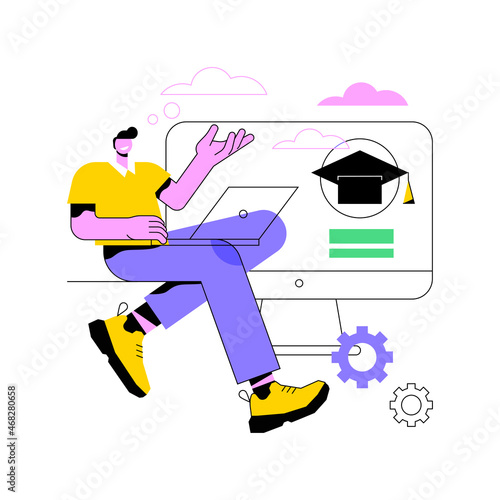 Digital learning abstract concept vector illustration. Digital distance education, elearning, flipped smart classroom, training courses, online teaching, video call, home office abstract metaphor.
