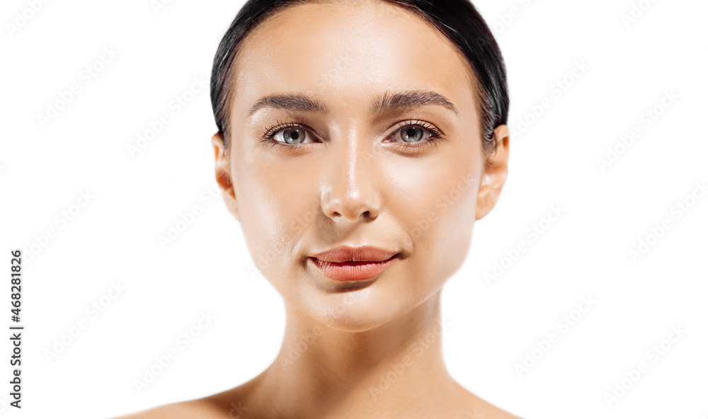 Beautiful young woman with clean fresh skin, beauty portrait of a female face with natural skin, beauty girl face care Beautiful young woman with clean fresh skin, beauty portrait of a female face with natural skin, beauty girl face care