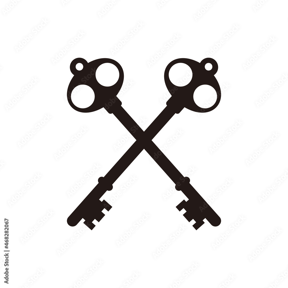 Old ornate key vector icon set on white background Old ornate key vector icon set on white background