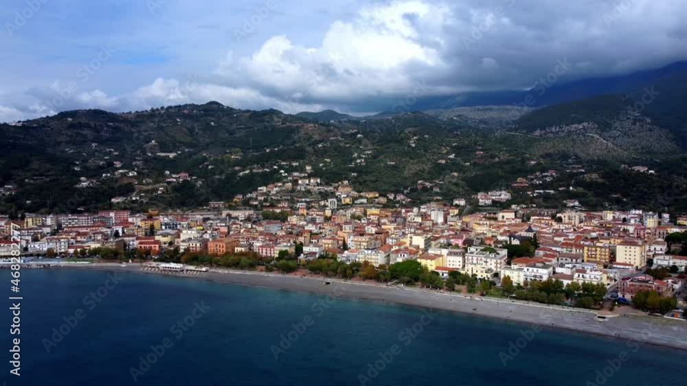The beach of Sapri at the Italian west coast - aerial view - travel photography The beach of Sapri at the Italian west coast - aerial view - travel photography
