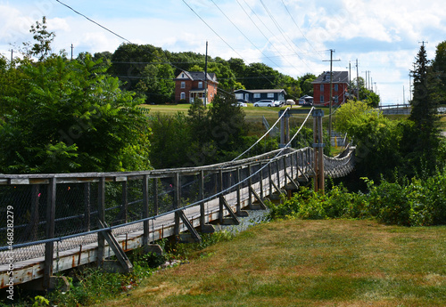 The historic swinging bridge spans the Madawaska River in Renfrew, Ontario