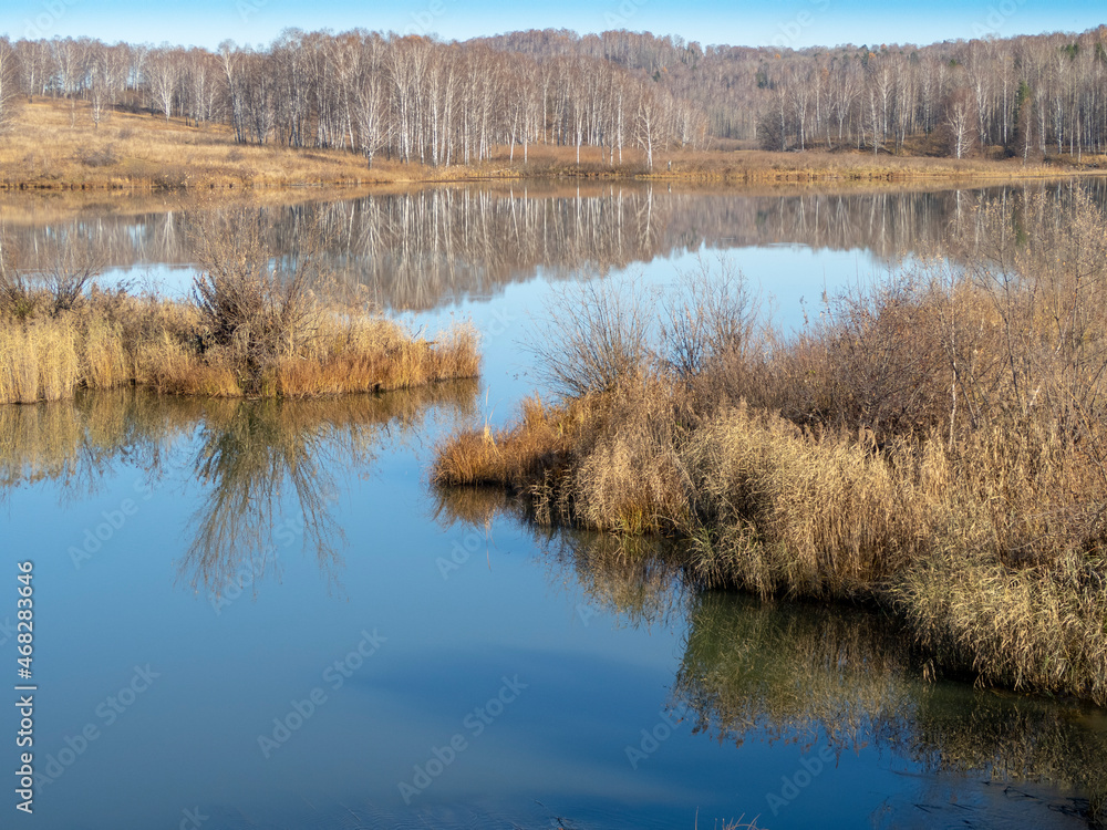 Suenga River in the autumn forest in Siberia Suenga River in the autumn forest in Siberia
