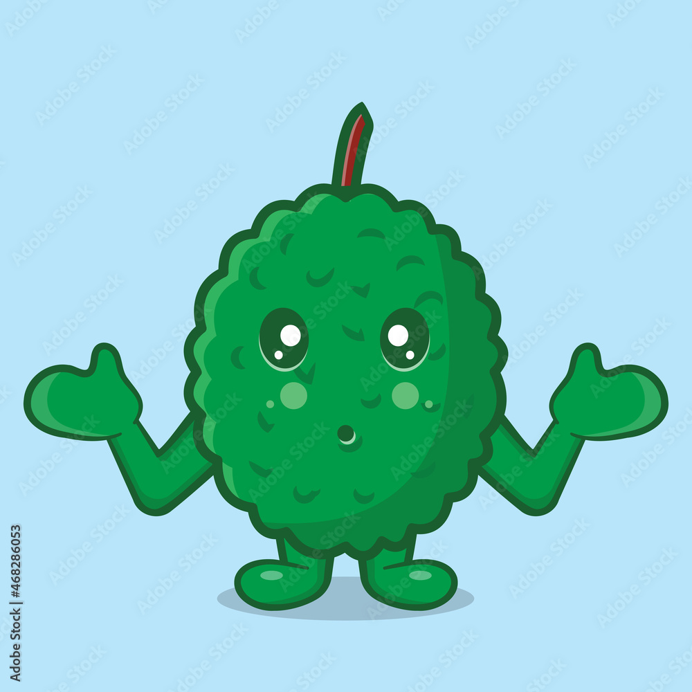 cute durian fruit mascot with confused gesture isolated cartoon in flat style cute durian fruit mascot with confused gesture isolated cartoon in flat style