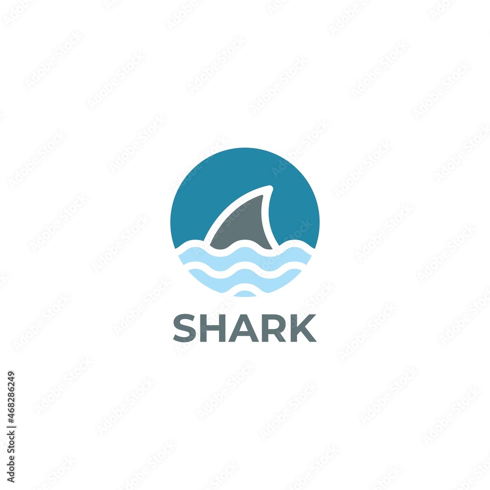 Shark fin logo design inspiration vector template. Wild beach illustration