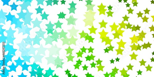 Light Blue, Green vector background with small and big stars.