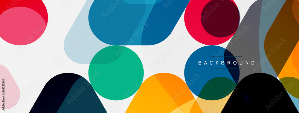 Color bubbles and rounded geometric shapes on white. Vector geometric minimal abstract background for wallpaper, banner, background, landing page Color bubbles and rounded geometric shapes on white. Vector geometric minimal abstract background for wallpaper, banner, background, landing page