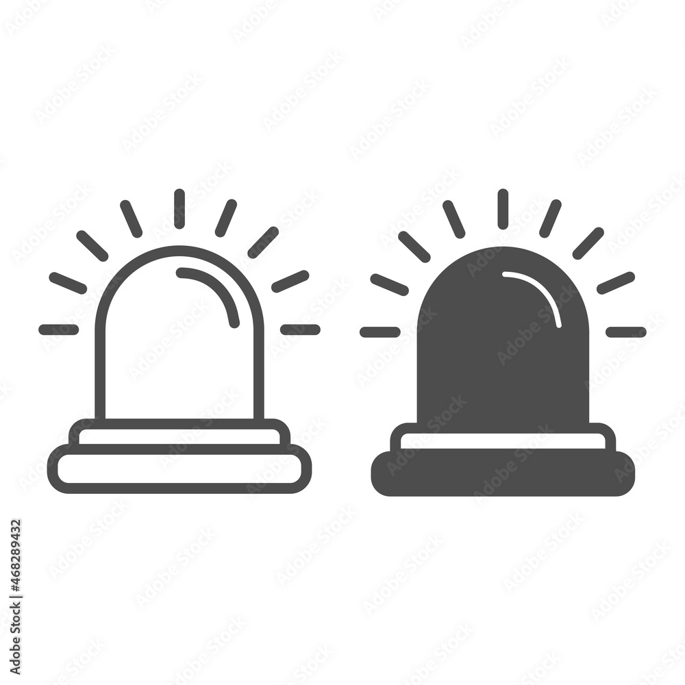 Siren lamp, alarm, signal, emergency, police, flasher line and solid icon, CCTV concept, alert vector sign on white background, outline style icon for mobile concept and web design. Vector graphics. Siren lamp, alarm, signal, emergency, police, flasher line and solid icon, CCTV concept, alert vector sign on white background, outline style icon for mobile concept and web design. Vector graphics.