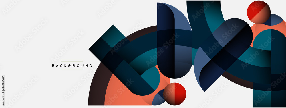 Geometric abstract background. Round shapes, circles, lines composition for wallpaper banner background or landing page Geometric abstract background. Round shapes, circles, lines composition for wallpaper banner background or landing page